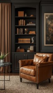 Leather Accents in a Masculine Home Office