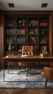 Leather Accents in a Masculine Home Office