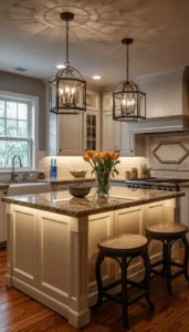 Lighting That Highlights Island Decor