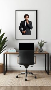 Masculine Home Office With Artwork
