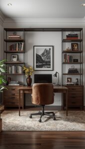 Masculine Home Office With Shelving