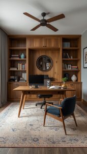 Masculine Home Office With Wood Elements