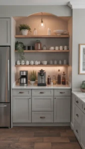 Match cabinetry with surrounding finishes