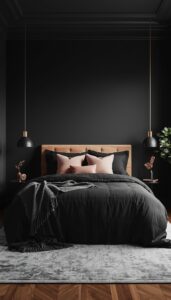 Minimal Dark Feminine Bedroom Styling