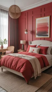 Mix red with beige or cream