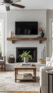Modern Farmhouse Fireplace Styling
