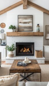Modern Farmhouse Fireplace Styling