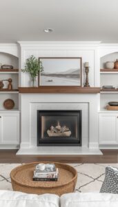 Modern Farmhouse Fireplace With Built In Shelving