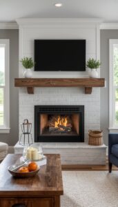 Modern Farmhouse Fireplace With Rustic Details