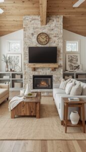 Modern Farmhouse Living Room With Textured Layers