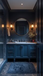 Moody Blue Bathroom Lighting Ideas