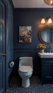 Moody Blue Bathroom Lighting Ideas