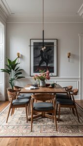 Moody Dining Room With Artwork