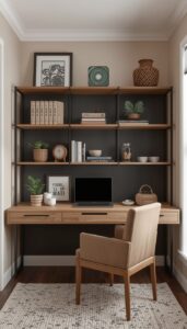 Moody Home Office Shelving Ideas