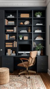 Moody Home Office Shelving Ideas