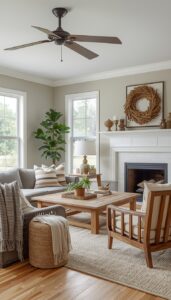 Natural Wood Elements in a Farmhouse Living Room