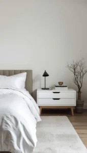 Opt for streamlined nightstands