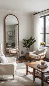 Place mirrors opposite windows