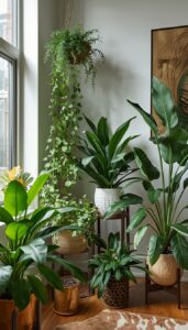 Place plants at different heights