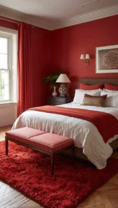 Red Rugs That Anchor the Bedroom