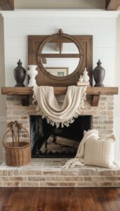 Rustic Mantel With Textiles