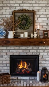 Rustic Mantel With Vintage Accents