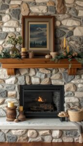 Rustic and Cozy Textured Mantel