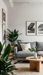 Scandinavian Living Room With Greenery
