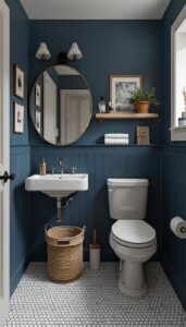 Simple Everyday Moody Blue Bathroom Decor