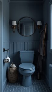 Simple Everyday Moody Blue Bathroom Decor
