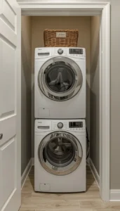 Stacked Washer and Dryer for Compact Layouts