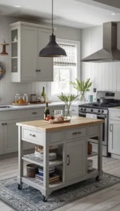 Store island against walls when not needed