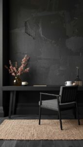 Textured Materials in a Moody Home Office