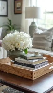 Use decorative trays and books