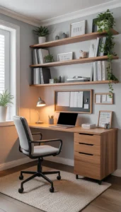 Use floating desks or shelves