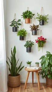 Use hanging or mounted planters