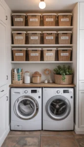 Use labeled containers for organization