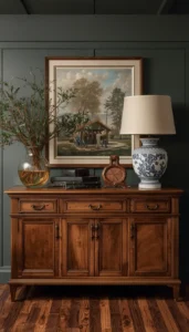 Use medium to dark wood tones