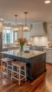 Use pendant lighting above the island