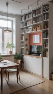 Use tall cabinets or bookcases