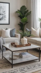 Use trays to organize decor