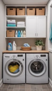 Use upper cabinets for supplies