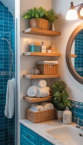 Use wall mounted shelves