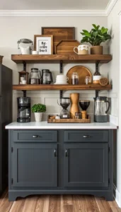 Use wood shelves or trays