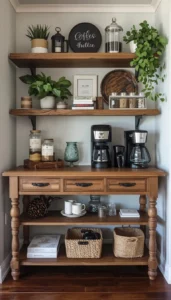Use wood shelves or trays