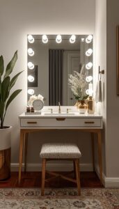 Vanity Table With Mirror and Lighting Combo