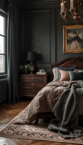 Vintage Inspired Dark Feminine Bedroom