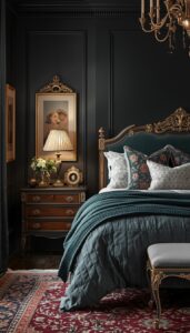 Vintage Inspired Dark Feminine Bedroom