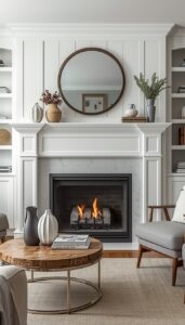 White Modern Farmhouse Fireplace Designs