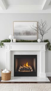Winter Whites and Frosted Mantel Styling